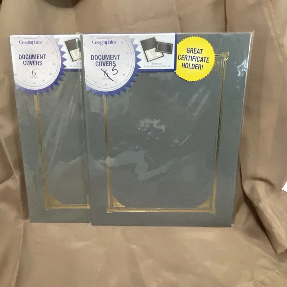 Geographics Certificate GREY Covers Gold Foil Diploma Award Holders NEW 49323